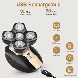 Telfun Detachable Head & Body Hair Shaver, Magnetic Electric Razor for Fast Shaving