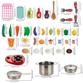 OCAR 42 Piezas Juego de Cocina Infantil,Cocinas de Juguete para Niña y Niño,Juego de Chef Infantil,Juego de Comida con Utensilios de Cocina y Verduras