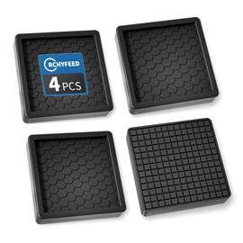 RCHYFEED Furniture Caster Cups - 4Pcs Square Coasters, 2" Non-Slip Castor Cups, Sofa Feet Pads, Thick Rubber - Prevent Moving or Rolling (Black)