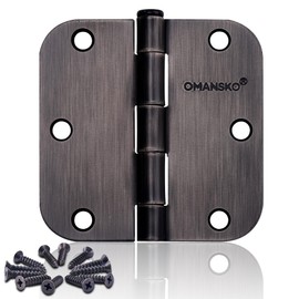 6 Pack Door Hinges, 3.5 x 3.5 Inch Oil Rubbed Bronze Hinges for Wood 5/8'' Radius Corners 3 1/2 Inch Interior Door Hinges for Residential Doors