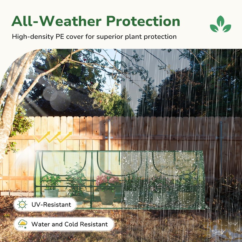 Greatbuddy Portable Mini Greenhouse, 3×3×9Ft, High-Density PE Plant Cover with