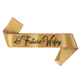 "Future Wifey" Sash Beige with Black Lettering & Cute Ring Image, Bride To Be Bachelorette Party Sash Bridal Shower Hen Decorations Party Favors Accessories, Funny Women Gifts engagement bridal shower