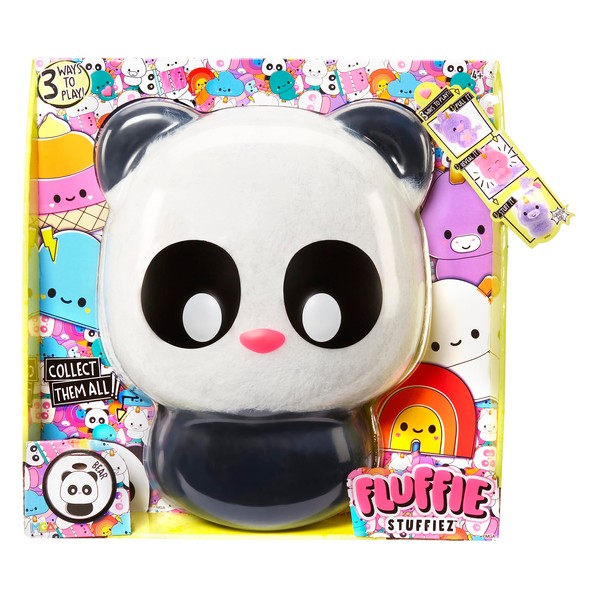 Fluffie Stuffiez Panda Large Collectible Feature Plush 11" - Surprise Reveal Unboxing with Huggable ASMR Fidget DIY Fur Pulling, Ultra Soft Fluff