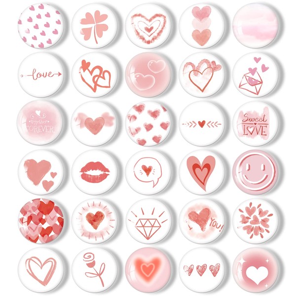 MORCART Pack of 30 Magnets, Pink Heart Magnets for Magnetic Board, Funny Fridge Magnets, Strong Decorative Fridge, Whiteboard, Notice Board, Kitchen, Children and Adults Gift