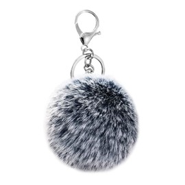 Cityelf Cute Faux Rabbit Fur Ball Pom Pom Keychain Car Key Ring Handbag Tote Bag Pendant Purse Charm (frost navy)