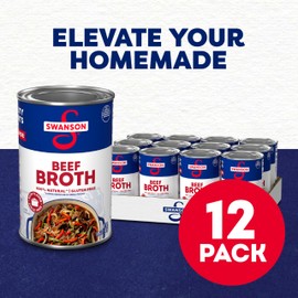 Swanson 100% Natural, Gluten-Free Beef Broth, 14.5 Oz Can (Pack of 12)