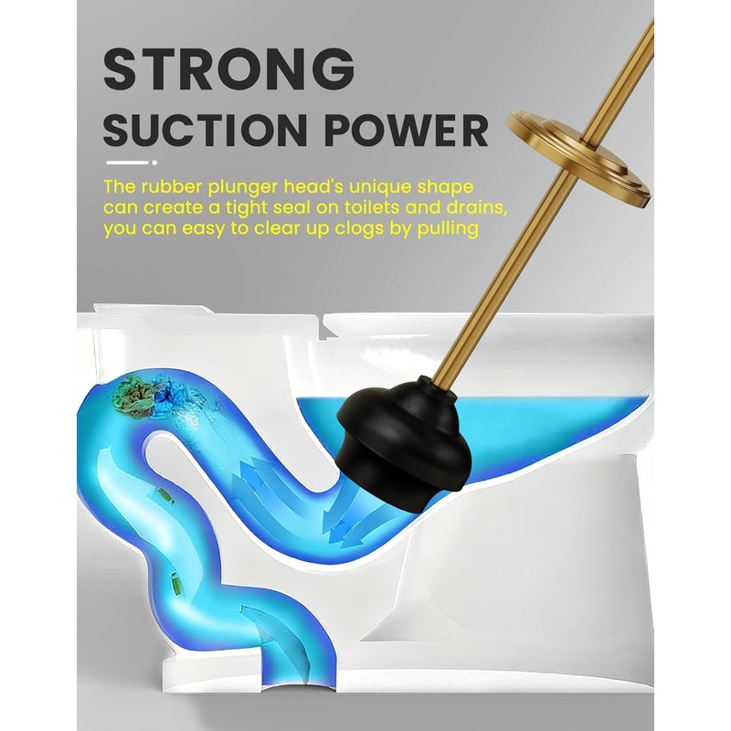 DOWRY Anti-Hand Off Toilet Plunger with Holder for Bathroom,Powerful Efficient