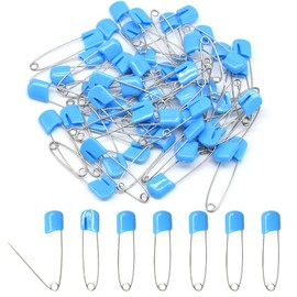 Hocansen 50 PCS Safety Pin 54mm/2.2in Baby Diaper Pins for Cloth Plastic Head Baby Pins for Diapers Stainless Steel Cloth Pins with Locking Closures Nappy Pins for Crafts（DT/Blue）