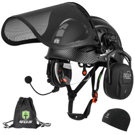 GREEN DEVIL Forestry Chainsaw Safety Helmet with Bluetooth Ear Muffs Arborist Helmet Hard Hat with Built-in Visor Face Shield 5 in 1 System Logging Garden Work Hardhats for Men Women