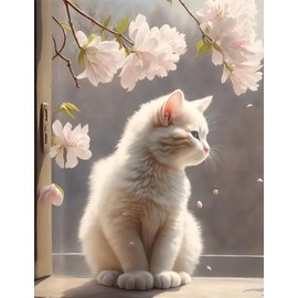 FILASLFT Cat Diamond Painting Kits for Adults,Diamond Art Kits for Adults Beginners,Animal Paint with Diamonds Full Drill for Home Wall Decor 12 x 16 Inch.