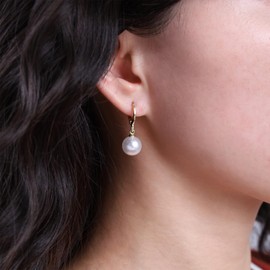 Yheakne Vintage Pearl Dangle Earrings Pearl Huggie Earrings Gold Pearl Drop Earrings Small Huggie Hoop Earrings Jewellery for Women