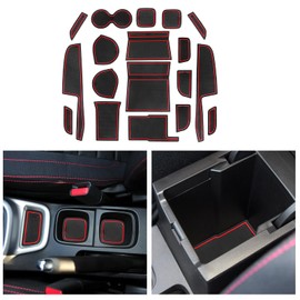 CDEFG Compatible with Suzuki Vitara LY Hybrid 2016-2023 2024, Rubber Mats Centre Console Non-Slip Mats Non-Slip Cup Holder Rubber Mat Armrest Vitara LY 2024 Accessories (Manual Red)
