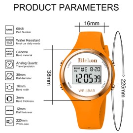 Blekon Original Outdoor Sport Watches Alarm Clock Waterproof Digital Watch (Orange)