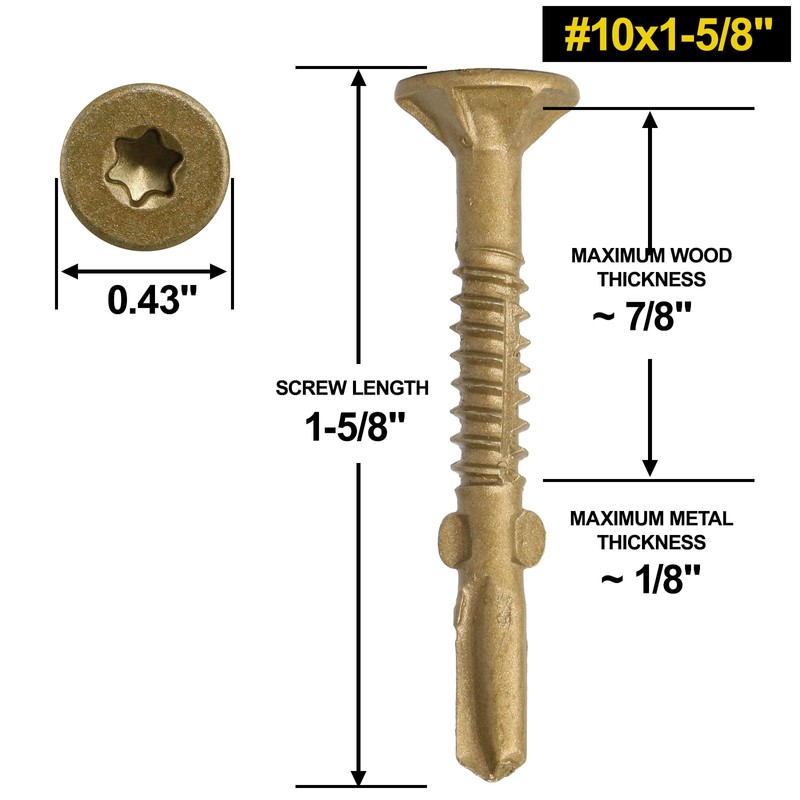 FMhotu #10 x 1-5/8" Trailer Deck Screws, Self-Tapping Sheet Wood
