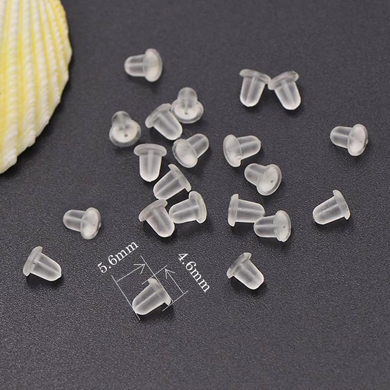 Silicone Earring Backs, 200 Pack Clear Hypoallergenic Replacement Stoppers for