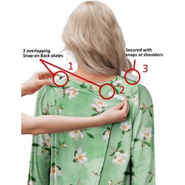 Deyeek Open Back Post Surgery Pajamas for Women Long Sleeve Tear Away Adaptive Dress Soft Elderly Nightgowns for Back Surgery 3XL