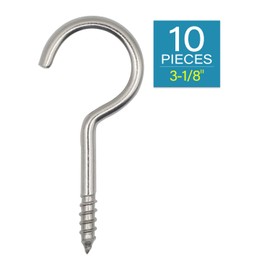 IMSCREWS 3-1/8" Screws in Hooks - 304 Stainless Steel Screw Eyes (10-Pack) for Hammock Stands, Indoor Ceilings, and Outdoor Use