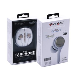 V-TAC Earphones (Gold) with Microphone and Volume Control, Bass Sound, 3.5 mm Audio Jack, Compatible with Android, iOS Mobile Devices