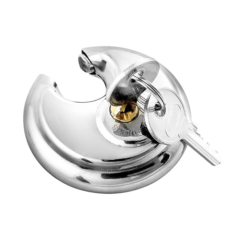 QWROK Round Disc Lock, Outdoor Heavy Duty Keyed Padlocks with