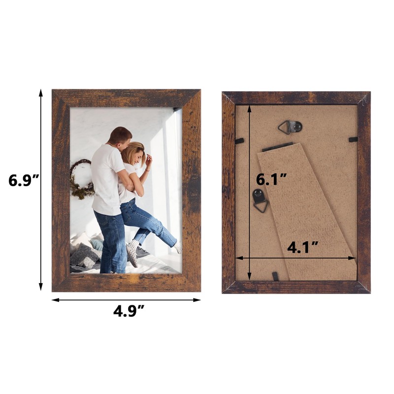 Edenseelake 4x6 Picture Frame Set of 15, Rustic Brown Wood
