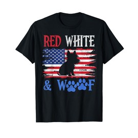 Yorkshire Terrier American Flag USA Red White & Woof 4th of T-Shirt