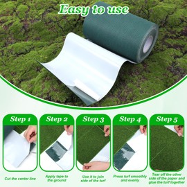 Zyghjort 33 Feet Self-Adhesive Turf Tape, Heavy-Duty Waterproof Artificial Grass Seam Tape Fake Grass Outdoor Carpet Tapes Multi-Purpose Rug Connector for Synthetic Lawn Seamless Jointing - 6" Wide