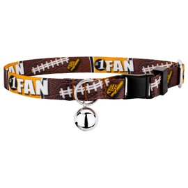 Country Brook Petz - Black and Gold Football Fan Cat Collar Limited Edition - Sports and Athletics Collection with 14 Spirited Designs