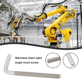 VGOL 8 Stück 100 mm L gerade Haken Schrauben 304 Haken aus Edelstahl Schraube M8 Haken L Bolzen für Werkstätten Schuppen Werkzeugschränke Silber