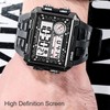 Men Rectangle Digital Sports Watch Night Light Rectangle Display Waterproof