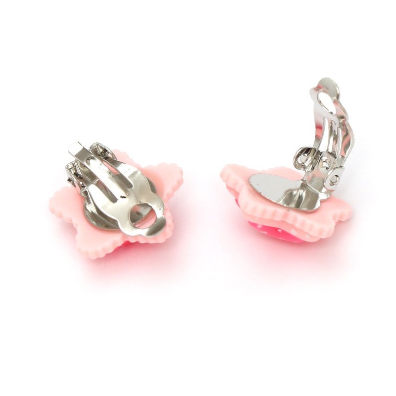 Idin Clip-on Earrings - Pink polka dot star clip-on earrings