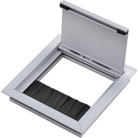 Gedotec Cable guide silver desk ECO square with brush seal, cable passage aluminium silver, cable socket 100 x 100 mm for push-in, 1 piece - table cable outlet for inlet
