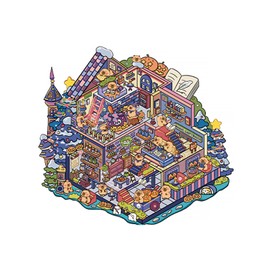 AYNKH 2PCS 3D Large Sticker Scene, Sticker Therapy,Funny Cartoon,Dream Castle Stickers, Kappi Magic House Stickers,Creative Handmade, Stress Relief, Home Decoration,Scene Accessories