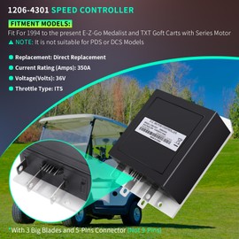 Geloo 1206-4301 Golf Cart Speed Controller 36V 350 Amp 5 Pin D.C Motor Controller with ITS Throttle Input Compatible with 1994-Up EZGO TXT & Medalist Golf Carts for Curtis 25864G03 25864G09 25864G05