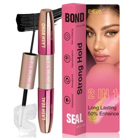 EMEDA Lash Cluster Glue, Lash Bond and Seal Waterproof for DIY Eyelash Extensions, 2-in-1 Bond and Seal Strong Hold Cluster Eyelash Glue for Individual Eyelashes Latex Free (Black+Clear)