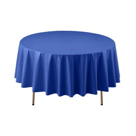 Party Essentials Disposable Heavy Duty 84" Round Plastic Table Cover/Tablecloth, 3-Count, Royal Blue