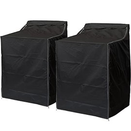 BlueStars 2 Packs Washer/Dryer Cover For Top & Front Load Machines - Waterproof & Dustproof & Sunproof Protection - W29âD28âH43â - With Thick Zipper Design - Suitable For Most Washers & Dryers (Black)