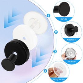 JABNOW Pack of 4 Suction Cup Hooks, Suction Hooks, Extra Strong Suction Cups with Hooks, Suction Cup Hooks for the Bathroom, Towel Hooks, Hooks without Holes, Black
