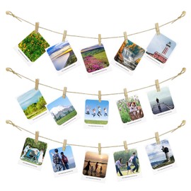 Photo Hanging Display with 50 Photo Clips, String Hanging Pictures Decor Wall Display, Clip Photo Holders for Hanging Kids Artwork On Wall Decor Home