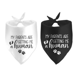 2 Pack My Parents are Getting Me a Human Pregnancy Announcement Dog Bandana for Dogs Pet Lovers Family Accessories Gifts Reveal Ideas