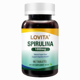 Lovita Spirulina 1000 mg per Tablet, Natural Superfood, Multivitamin Supplement,100% Vegan, High Potency, 90 Tablets