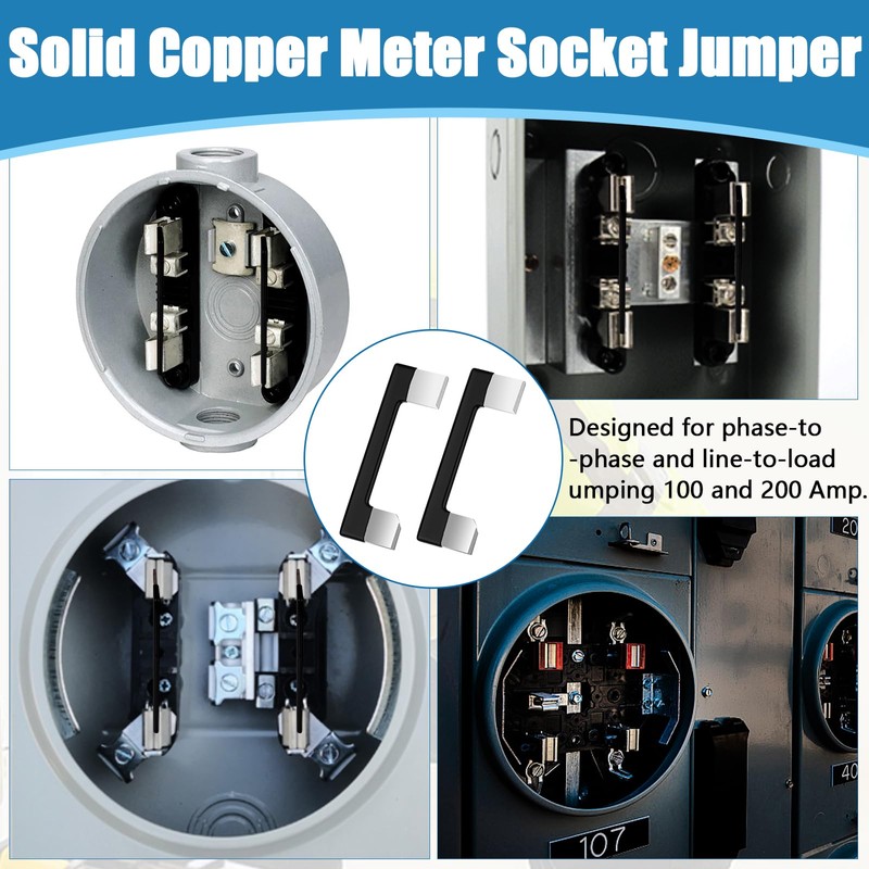 HCEWSBFD 4Pcs 200 Amp Meter Socket Jumper Assembly Bypass Jumper