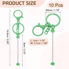 uxcell 10Pcs Beadable Keychain Bars, Metal Beaded Keychain Bars Bulk Blank Creative Cute Key Chain for DIY Craft Jewelry Making Supplies, Green