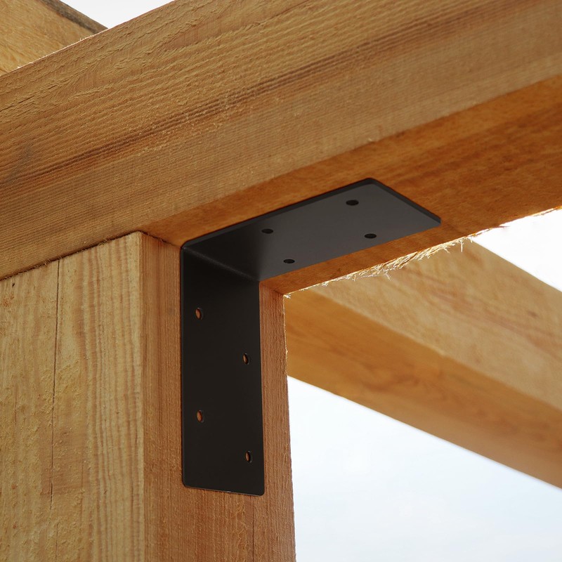 XZWMY 4 PCS Heavy Duty Steel Corner Brackets, 6"x6"x3"L Right