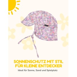 Mikk-line Baby Sun Hat with Neck Protection, Lightweight Summer Hat with Ties, Breathable Hat with Visor Made of Stretch Material, Lilas