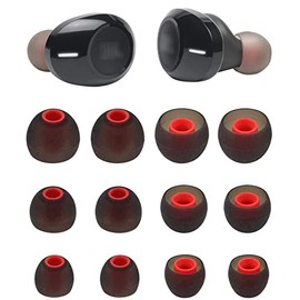 Rqker Ear Tips Compatible with JBL 115 TWS 125TWS Earbuds, 6 Pairs S/M/L Sizes Soft Silicone Ear Tips Earbud Covers Eartips Earbuds Replacement Tips, Compatible with JBL 115TWS 125TWS, Black Red sml