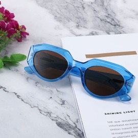 FEISEDY Trendy Irregular Sunglasses for Women Retro Rectangle Narrow Frame Sun Glasses B2754