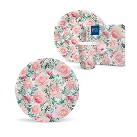 PAW - Paper Plates (18 cm) I 8 Pieces I Colourful Disposable Paper Plates I Ideal for Weddings, Communions, Parties, Birthdays I Printed with Water-Based Inks I Colour: Gorgeous Roses