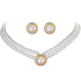 Stainless Steel Round White Pearl Chains, Pearl Chain Earrings Jewellery Set, Pearl Earrings Bridal Jewellery Set, Pearl Bridal Jewellery Set, Girls Pearl Pendant Necklace Earrings Set for Women