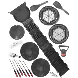 Sluice Fox Complete Gold Mining Kit with Sluice Box and Bucket Classifier | Portable Sluice Box Breaks Down into 24-Inch Sections for Easy Transport Black Kit with Speed Flare