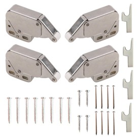 Pack of 4 Spring Catches, Mini Latch Push Lock Spring Snap Fastener Made of Plastic, Automatic Furniture Catch for Cabinet Doors, Spring Snap Closure with Counterpart
